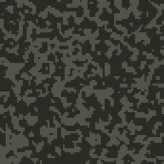 Digital dark khaki pixel camouflage seamless pattern for your design. Vector camo texture