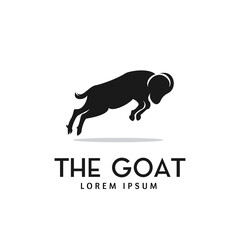 silhouette goat jump logo design illustration vector template emblems goat attack