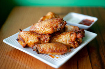 A plate of chicken wings