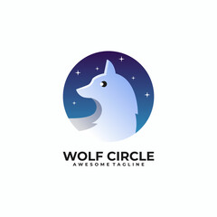 Wolf circle logo design template