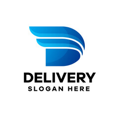 Abstract Letter D Gradient Logo Design