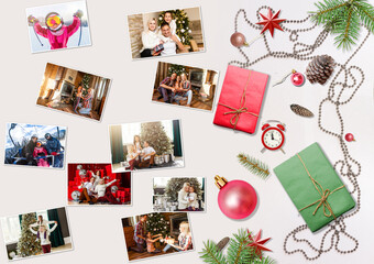 Photos christmas pictures on rustic wood background