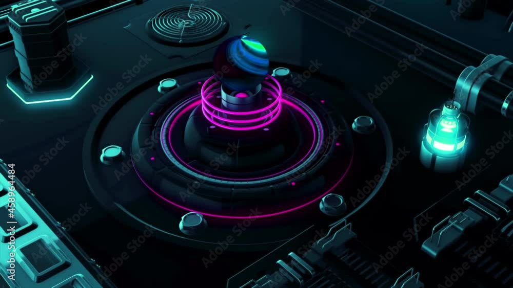 Aufkleber control panel of a ship or aircraft with a beautiful abstract glowing details. motion. close up of a