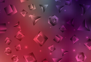 Light Pink, Red vector background with triangles, rectangles.