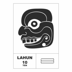 Vector icon with Mayan numerals. Mayan head glyph Lahun and maya symbol number ten