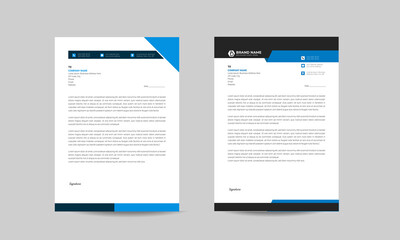 Modern blue color letterhead pad template