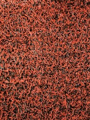 Red and black lines from car floor mats 