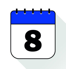 Day 8 blue - Calendar Icon - Vector Illustration