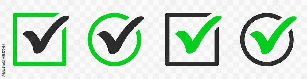 Poster green check mark icon. check mark vector icon. checkmark illustration. vector symbols set ,green che