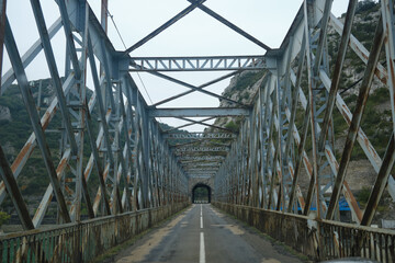 Fototapeta premium Metal bridge in the province of Huesca