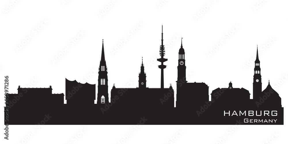 Wall mural Hamburg Germany city skyline vector silhouette