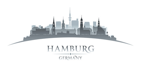 Hamburg Germany city silhouette white background