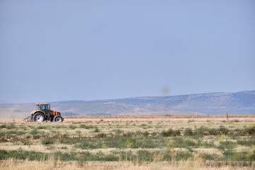 Tractor working in the harvest
