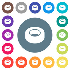 Insulating tape flat white icons on round color backgrounds