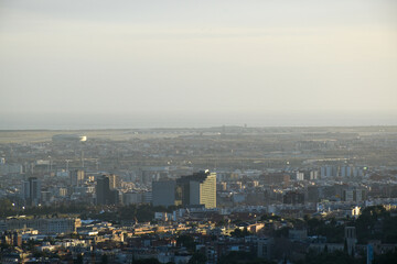 Fototapeta premium Aerial view of Barcelona on an autumn day