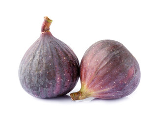 Two ripe figs isolated on white background with clipping path