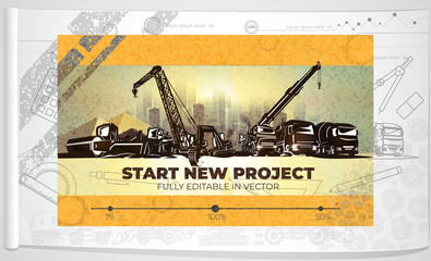 Construction heavy machinery of various types.