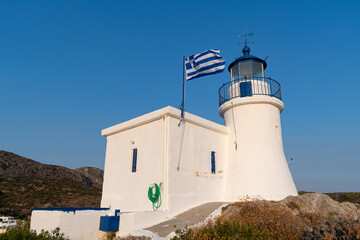 Fototapeta na wymiar Lighthouse at Kapsali village, Kythera island, Greece