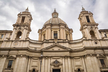 Fototapeta na wymiar A view of Sant'Agnese in Agone in Piazza Navona, Rome, Italy