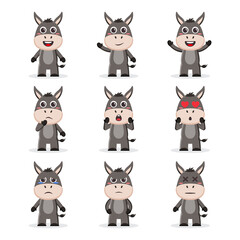 Cute donkey character bundle