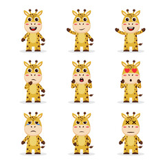 Obraz premium Cute giraffe character bundle