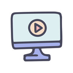 watching video color vector doodle simple icon