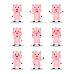 Cute pig animal character bundle
