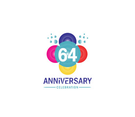 Celebration of Festivals Days 64 Year Anniversary, Invitations, Corporate, Party Events, Company Based, Banners, Posters, Card Material, effect Colors Design