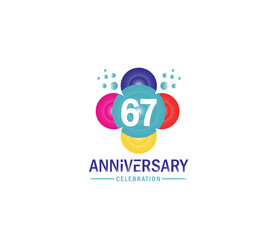 Celebration of Festivals Days 67 Year Anniversary, Invitations, Corporate, Party Events, Company Based, Banners, Posters, Card Material, effect Colors Design