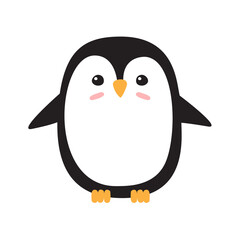 Vector flat cartoon hand drawn penguin isolated on white background
