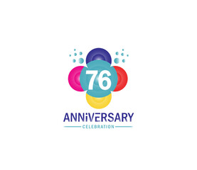 Celebration of Festivals Days 76 Year Anniversary, Invitations, Corporate, Party Events, Company Based, Banners, Posters, Card Material, effect Colors Design