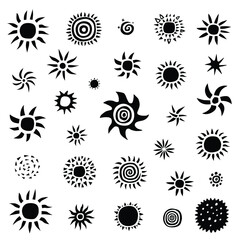 
sun and stars - icon set,design element