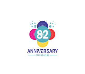 Celebration of Festivals Days 82 Year Anniversary, Invitations, Corporate, Party Events, Company Based, Banners, Posters, Card Material, effect Colors Design