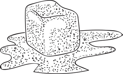 Ice cube drawing melting ice cube