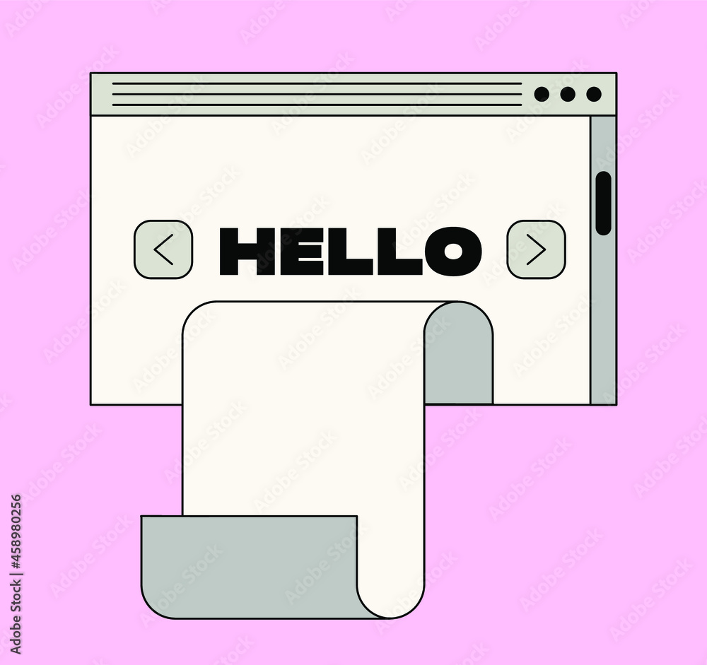 Poster Retro cartoon style desktop with user interface elements. Cute vaporwave vector illustration.