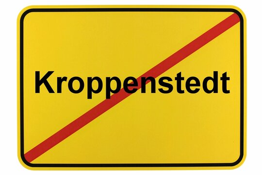 Illustration eines Stadtausgangsschildes der Stadt Kroppenstedt