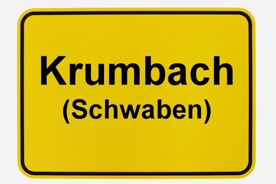 Illustration eines Stadteingangsschildes der Stadt Krumbach in Schwaben