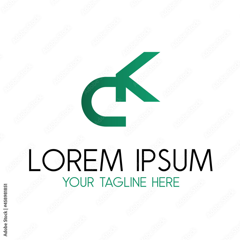 Poster unique and professional letter ck or kc font in connected image graphic icon logo design abstract co
