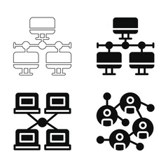 Collection of computer networking icon vector png