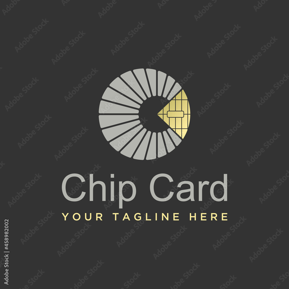 Fototapete simple and unique letter or word c font with chip card image graphic icon logo design abstract conce