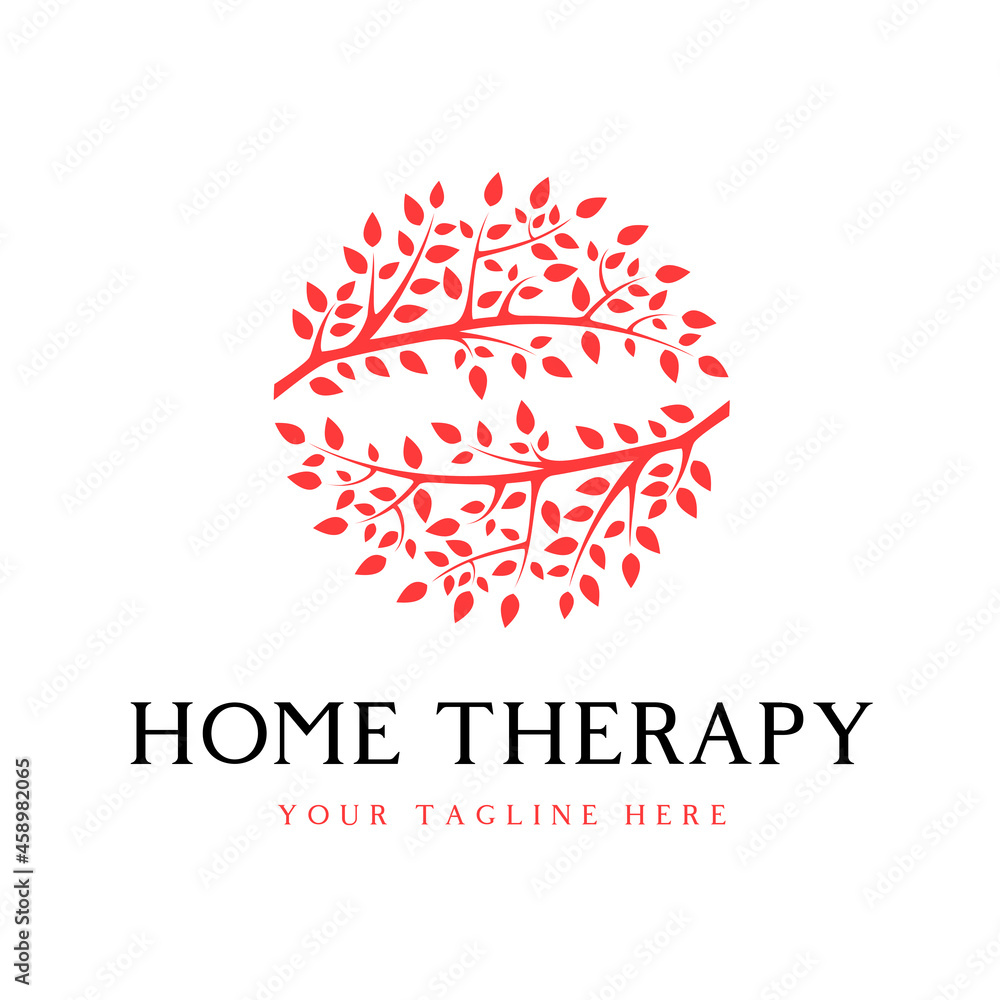 Poster simple and unique tree stalk and leaf in circle image graphic icon logo design abstract concept vect