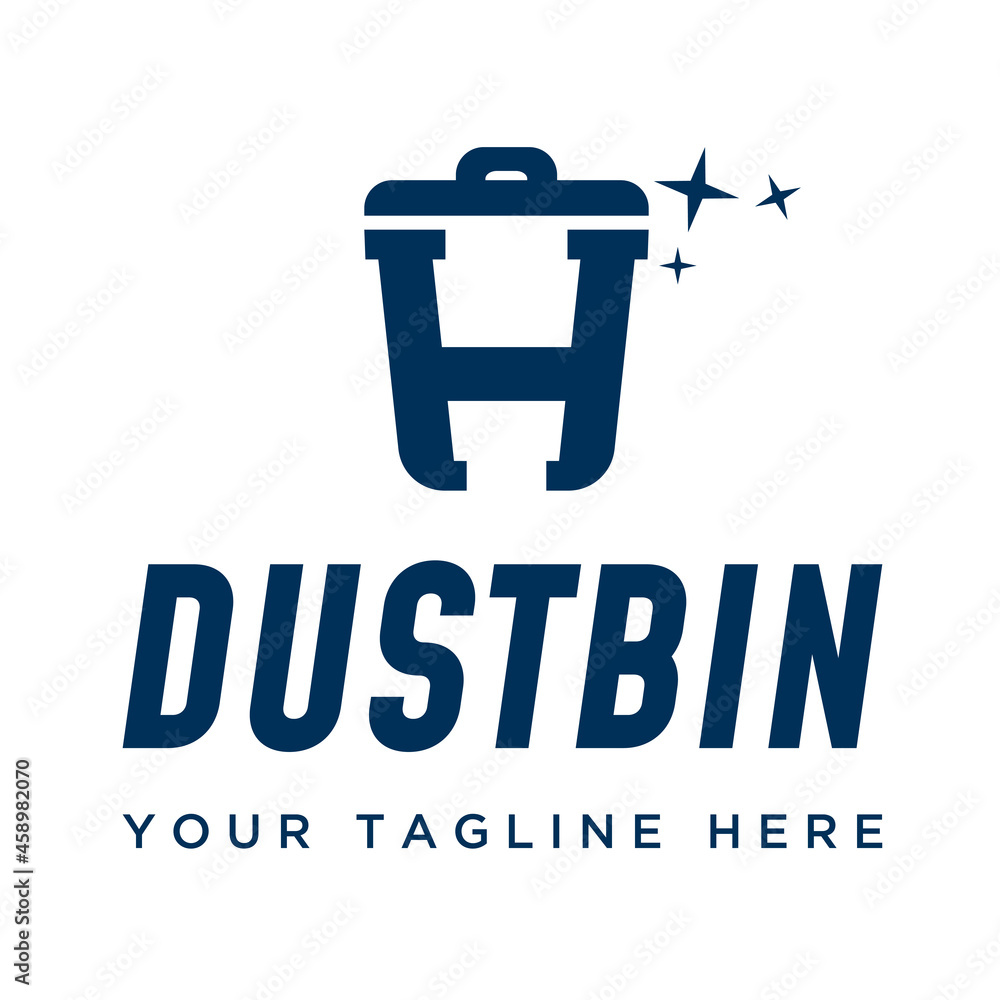 Aufkleber simple and unique letter or word h font like rubbish bin image graphic icon logo design abstract con
