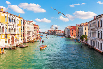 Grand Canal of Venice, view of the Lagoon near Santa Maria della Salute, Italy
