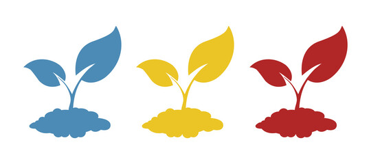 Obraz premium The tree that grows from seed is a big tree with green color and the seedlings grow into a big tree. Vector illustration