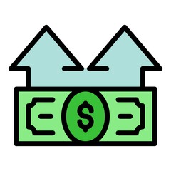 Money banknote investor icon. Outline money banknote investor vector icon color flat isolated