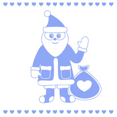 santa claus waving hand, merry christmas and new year 2022 