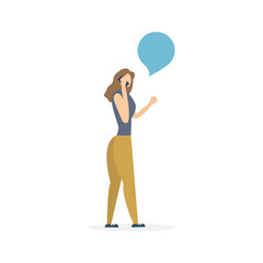 woman talking, talking how to protect yourself from the disease, vector illustration