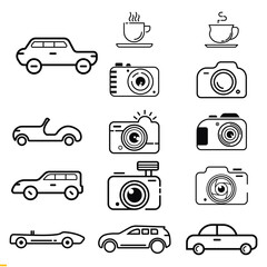 Camera Car Icon Pack Design For Business And Company