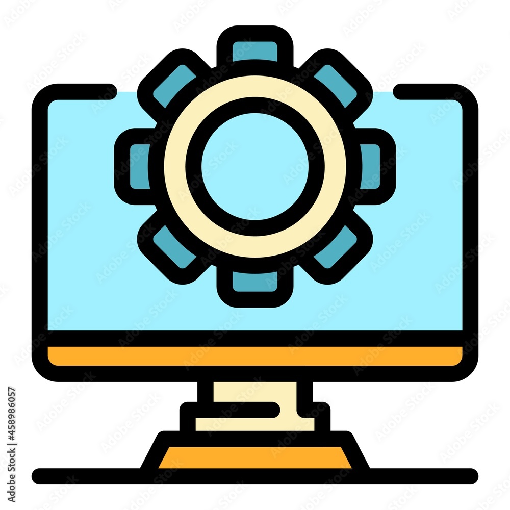 Poster computer update icon. outline computer update vector icon color flat isolated