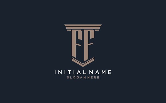 FF initial logo with pillar style, luxury law firm logo design ideas